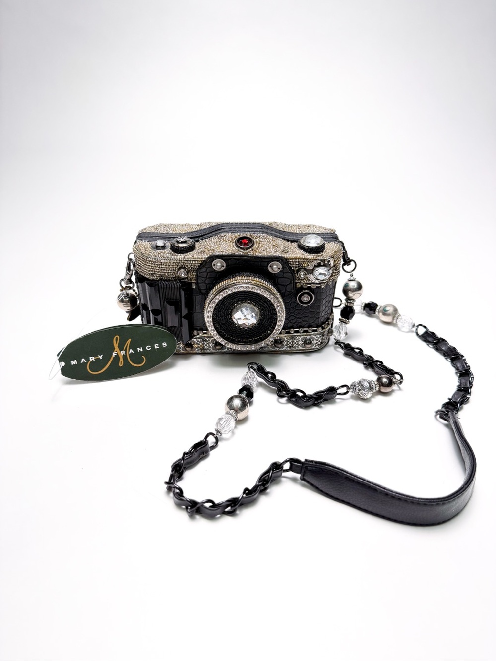 Mary Frances “Snapshot” Beaded Camera Crossbody Clutch Handbag